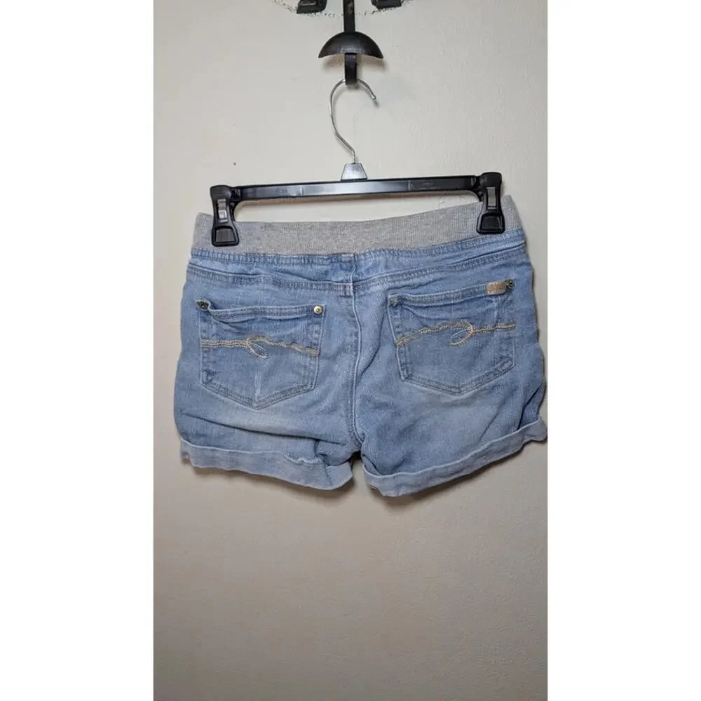 Justice Girls Lightly Distressed Cuffed Jean Shorts Light Blue Girls Size 14